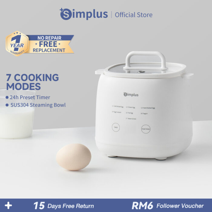 Simplus Multifunctional Egg Cooker |7 Modes | 24h Reservation | SUS304 Steaming Bowl | Steaming Egg Custard Yogu DZEG006