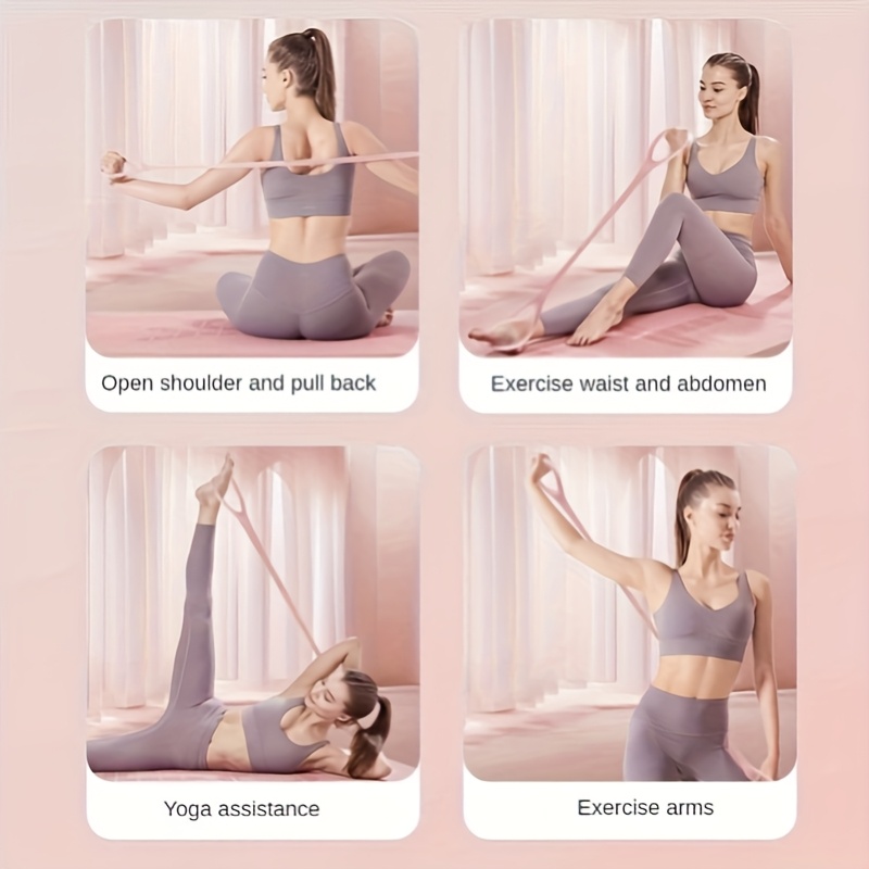 1pc ProFlex 8-Shaped Silicone Yoga Resistance Band - Universal Elastic Fitness Stretching Rope for Back, Waist, Arm Exercise - Ideal for Home, Gym, Outdoor Workouts