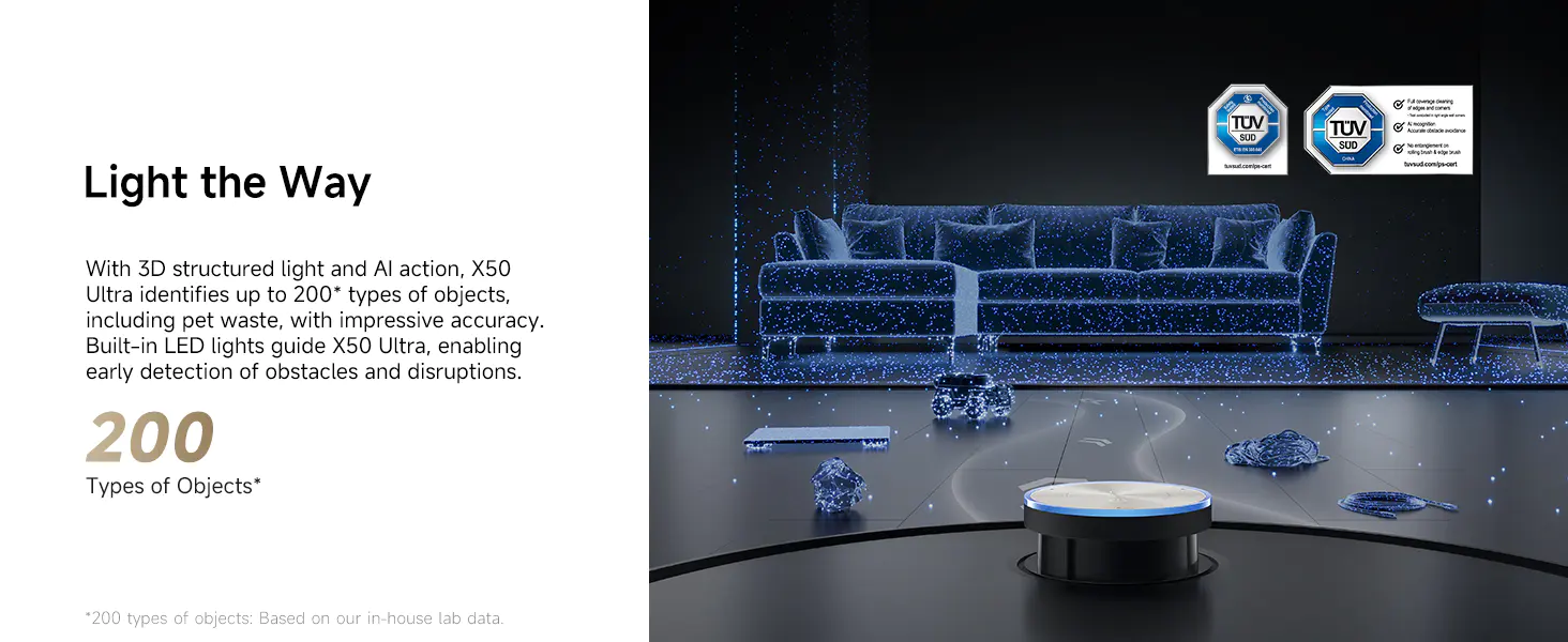 X50 Ultra Robot Vacuum and Mop - Halloween Limited time 10% discount Auto-Empty and Mop Self-Cleaning, 20,000Pa Suction, Obstacle Avoidance and 360° Navigation, Corner to Edge Deep Cleaning, Detangling Brush