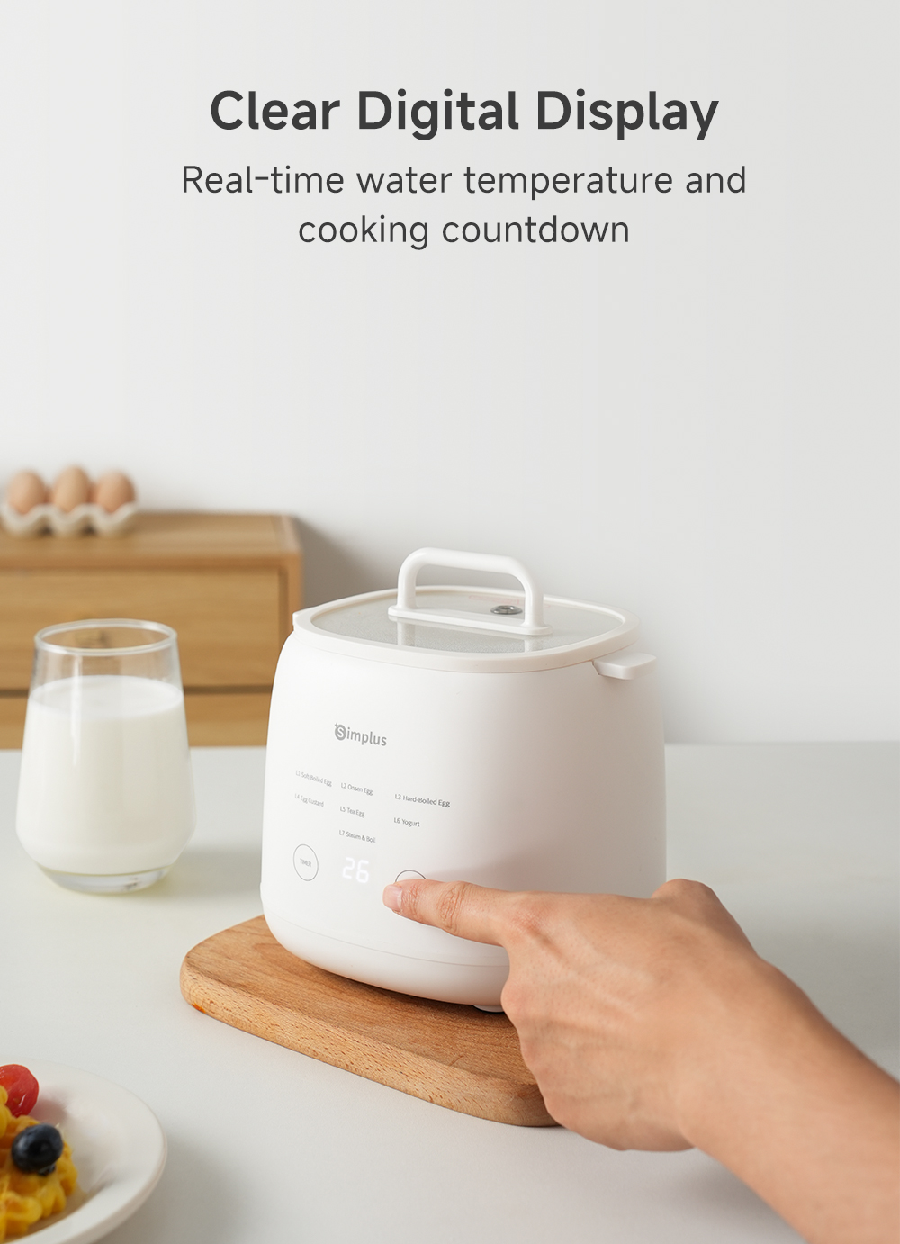Simplus Multifunctional Egg Cooker |7 Modes | 24h Reservation | SUS304 Steaming Bowl | Steaming Egg Custard Yogu DZEG006